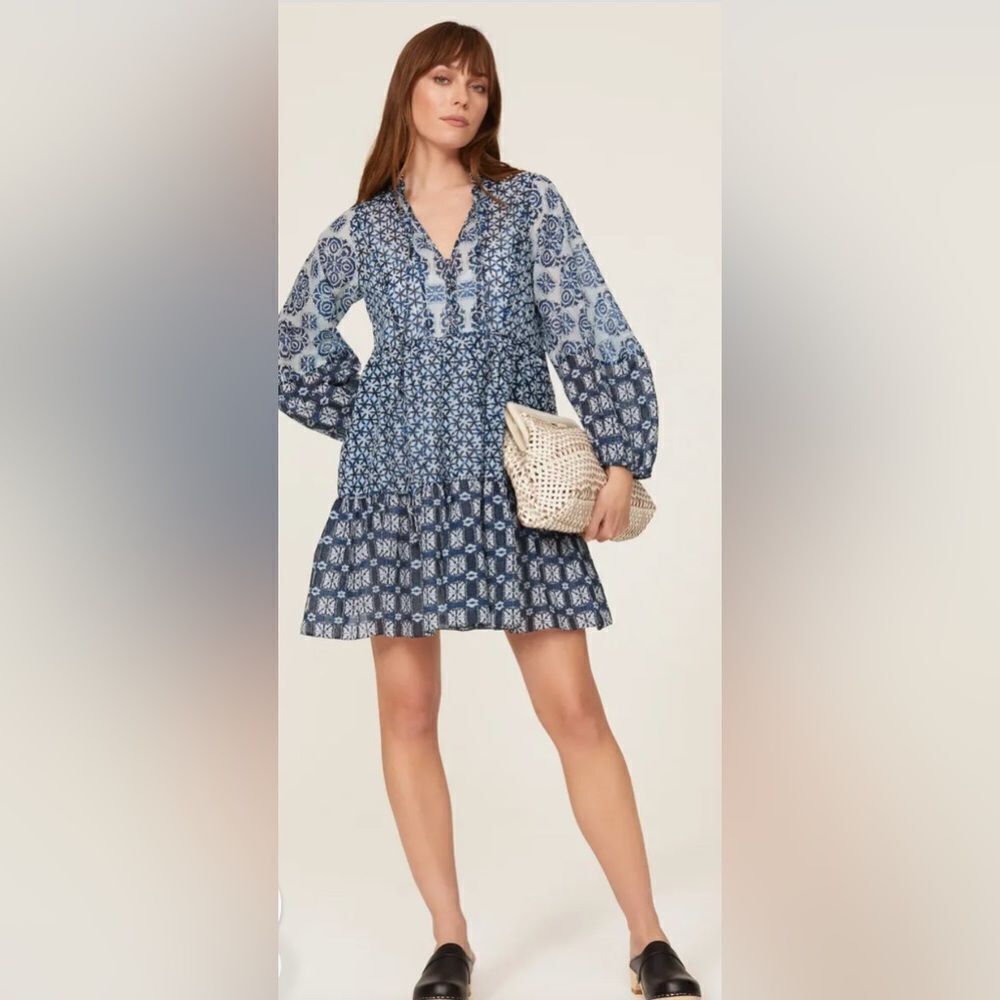 Maje Blue Patchwork Dress Size Small